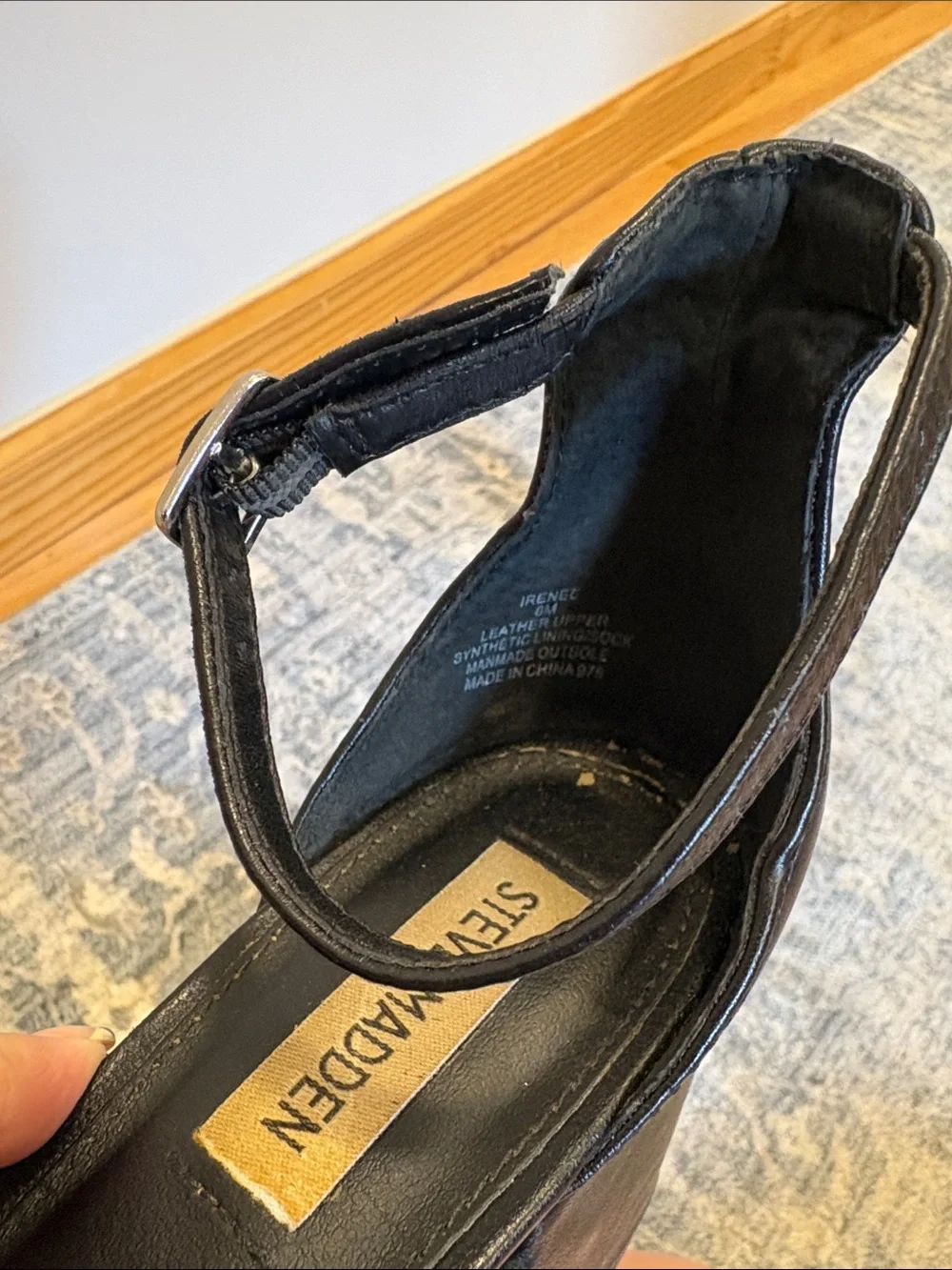 Steve Madden Black Ankle-Strap Block Heel Sandals